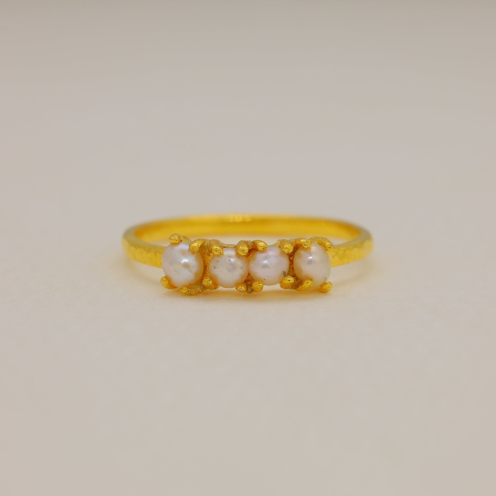 Nerelle Freshwater Pearl Trio Ring in Gold Vermeil by MOA - view 1