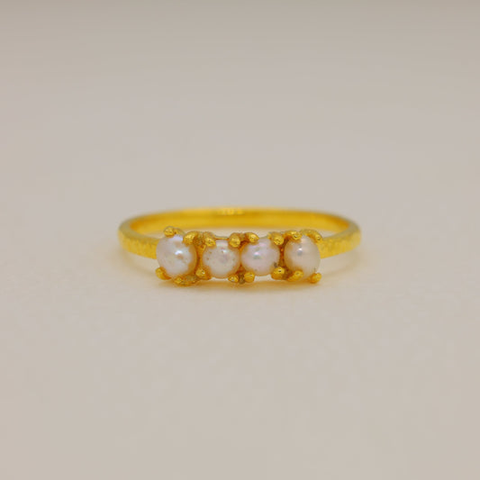 Nerelle Freshwater Pearl Trio Ring in Gold Vermeil by MOA - view 1
