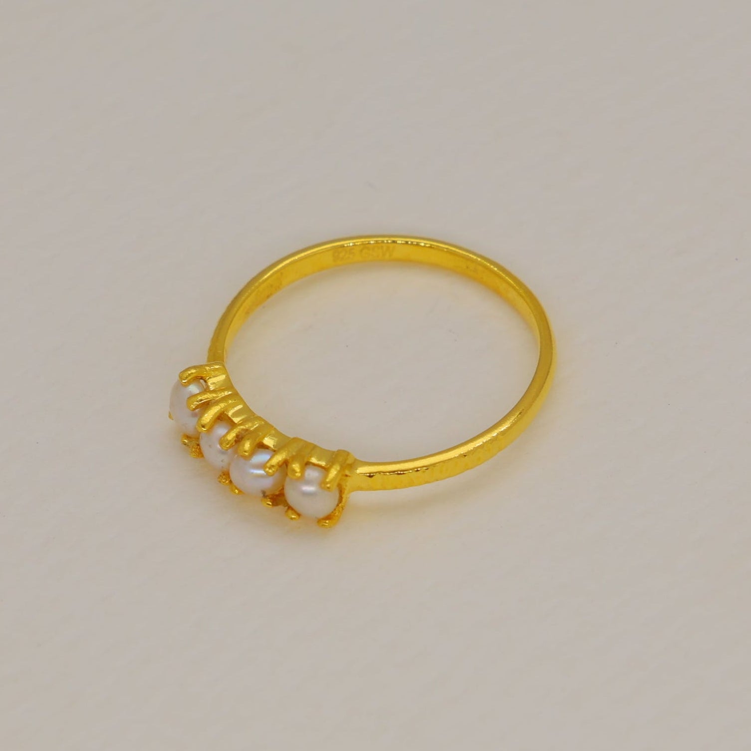 Nerelle Freshwater Pearl Trio Ring in Gold Vermeil by MOA - view 2