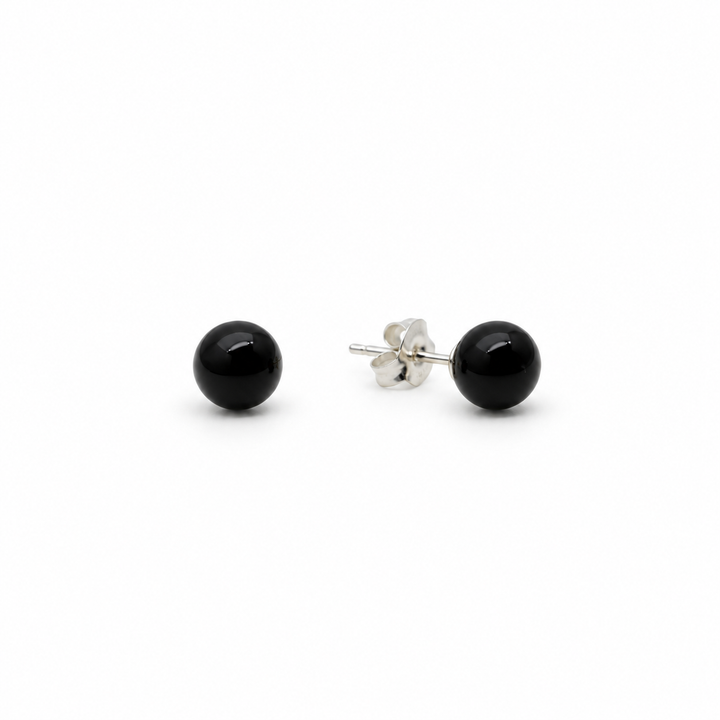 Nerina 5mm Onyx Stud Earrings in 925 Sterling Silver