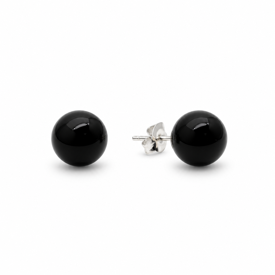 Nerina 8mm Onyx Stud Earrings in 925 Sterling Silver
