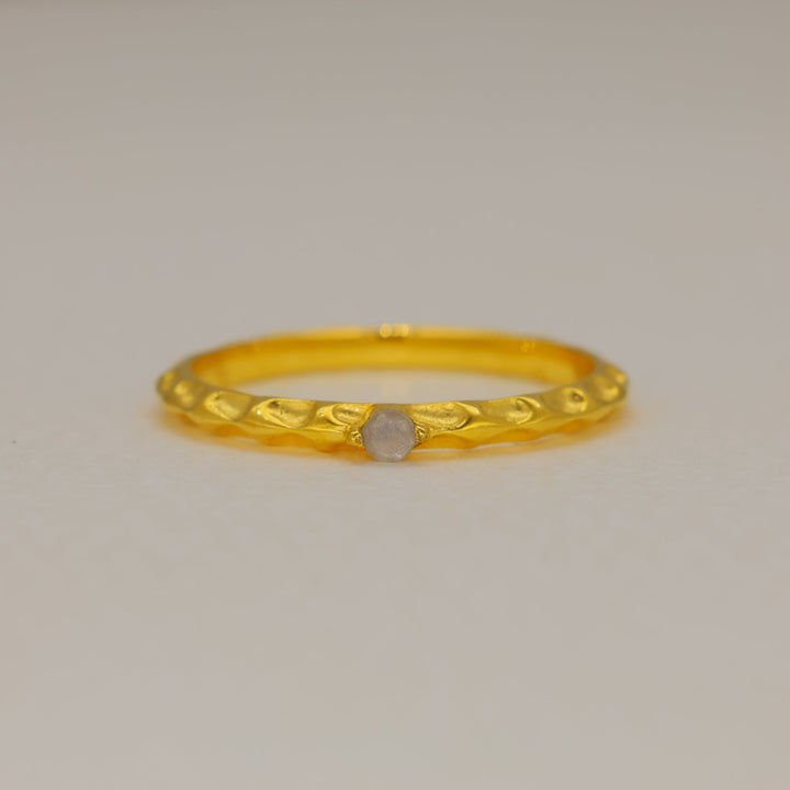 Noelle White Moonstone Petite Ring in Gold Vermeil by MOA - view 1