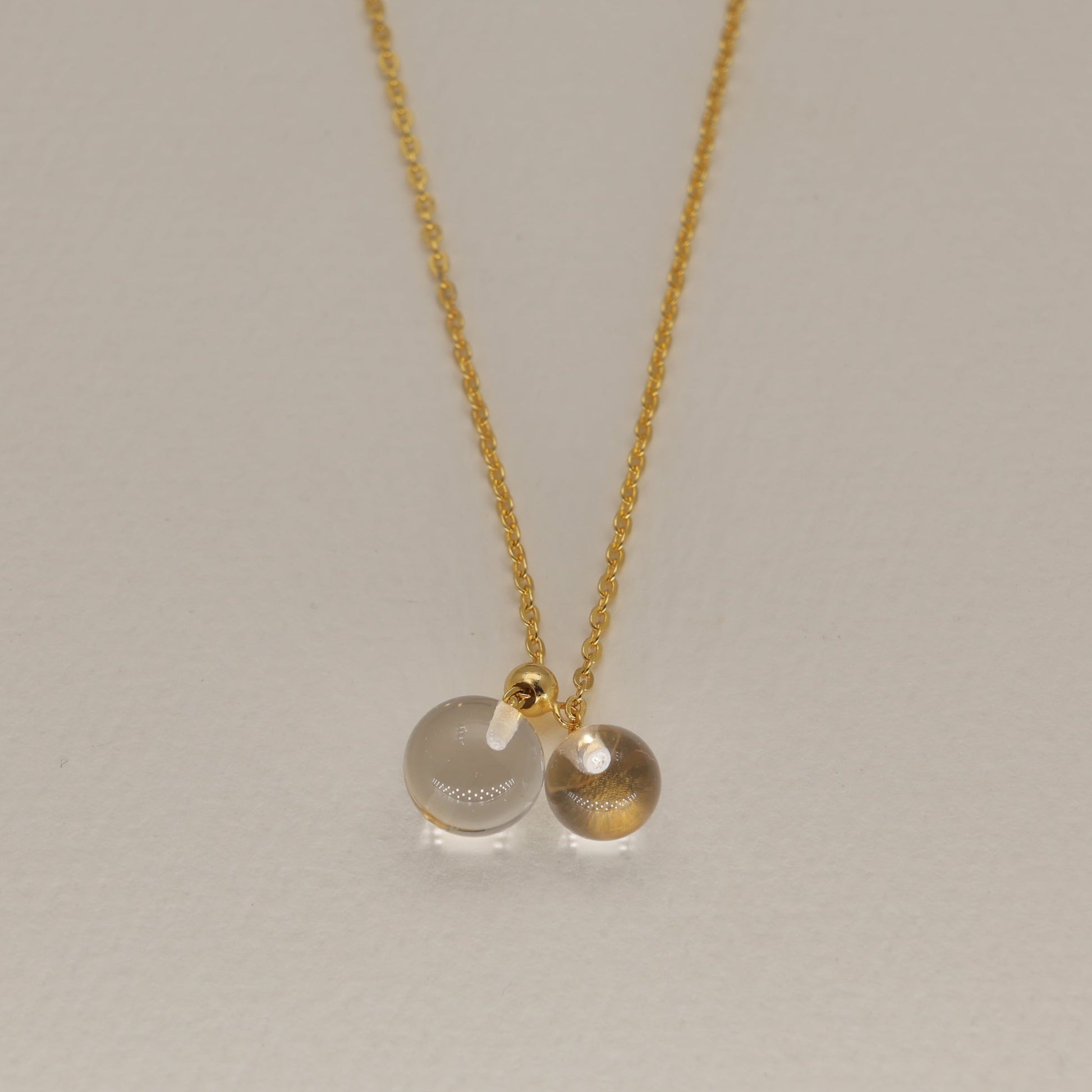 Noera Double Crystal Drop Necklace 24K Gold by MOA - view 1