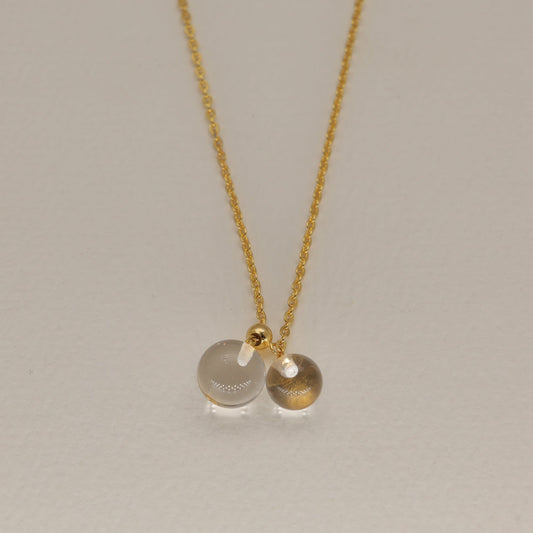 Noera Double Crystal Drop Necklace 24K Gold by MOA - view 1