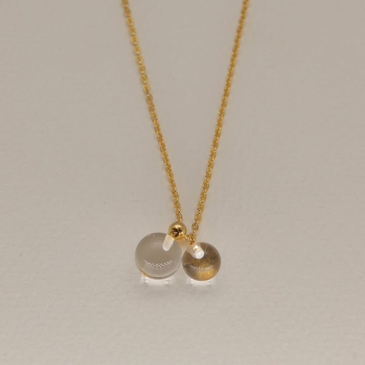 Noera Double Crystal Drop Necklace 24K Gold by MOA - view 1