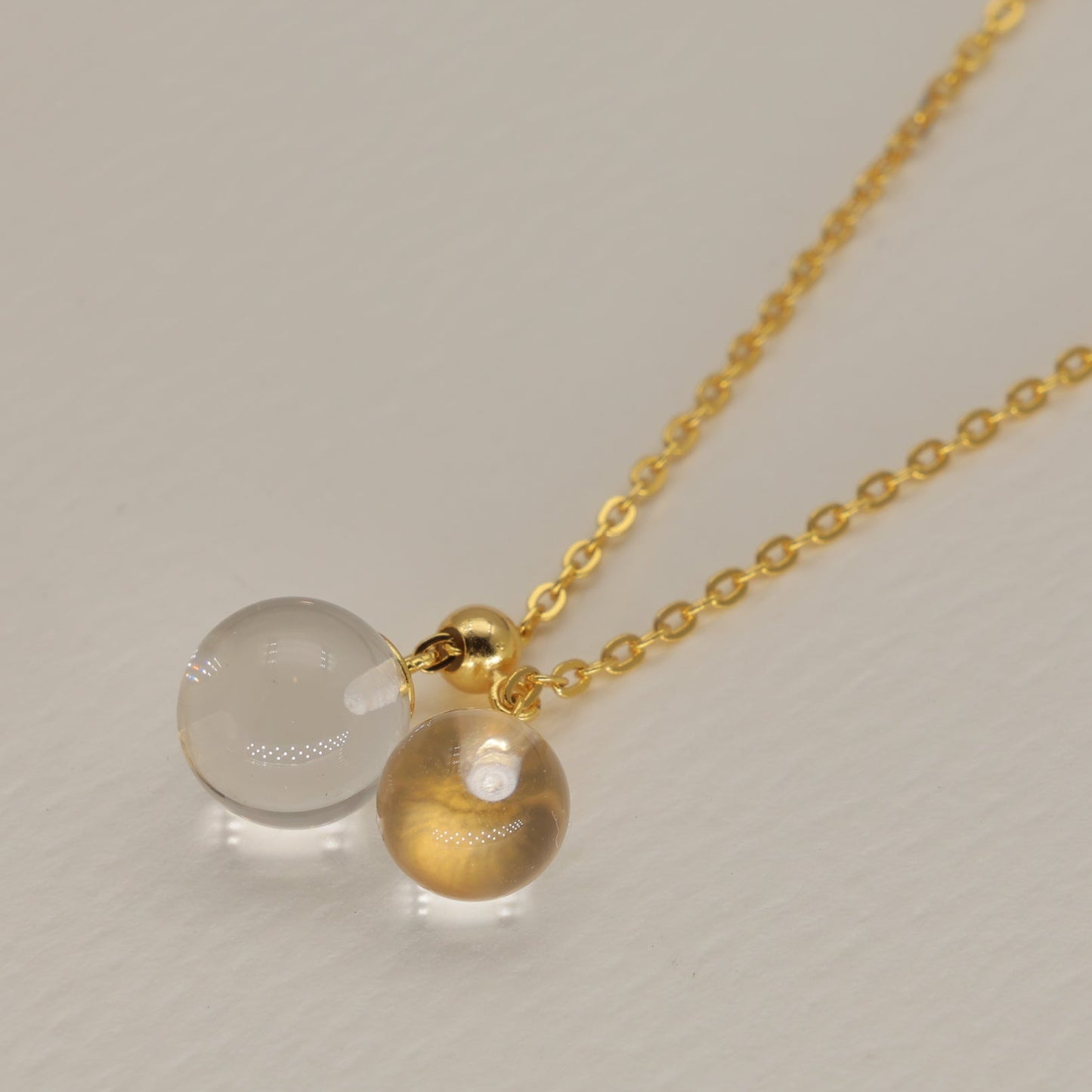 Noera Double Crystal Drop Necklace 24K Gold by MOA - view 2