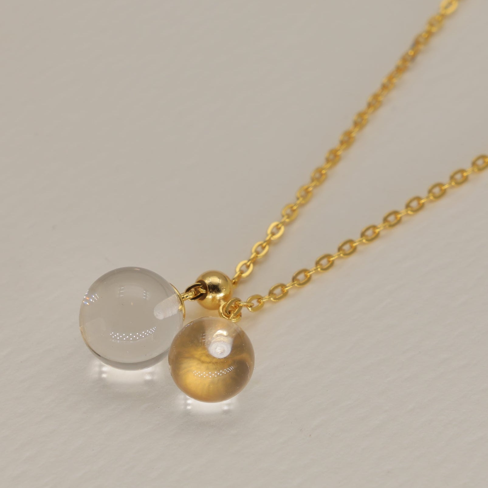 Noera Double Crystal Drop Necklace 24K Gold by MOA - view 2