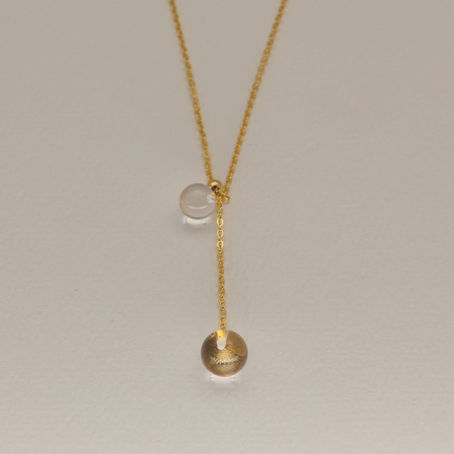 Noera Double Crystal Drop Necklace 24K Gold by MOA - view 3