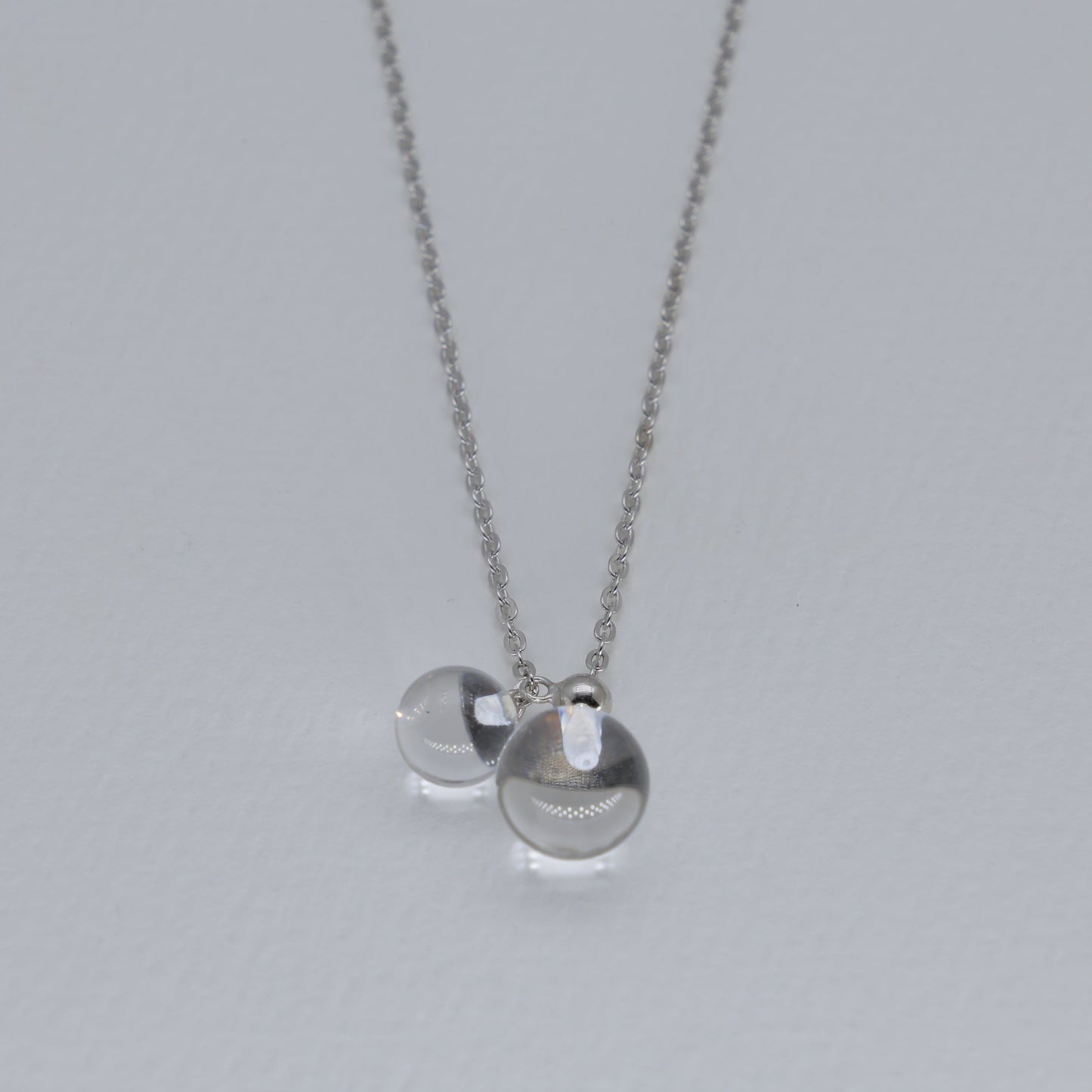 Noera Double Crystal Drop Necklace in 925 Sterling Silver by MOA - view 1
