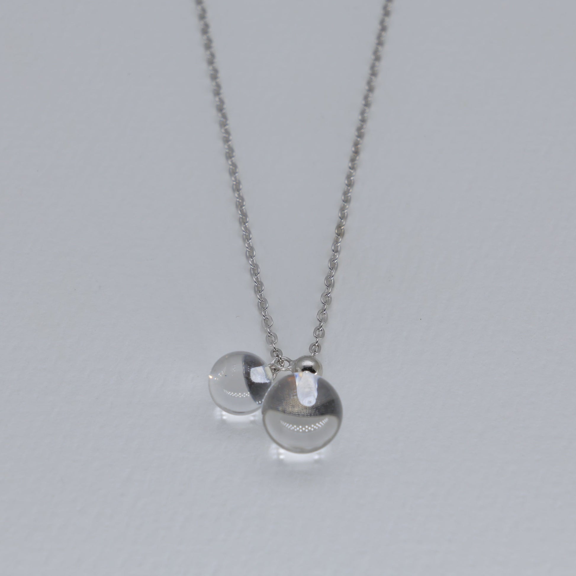 Noera Double Crystal Drop Necklace in 925 Sterling Silver by MOA - view 1