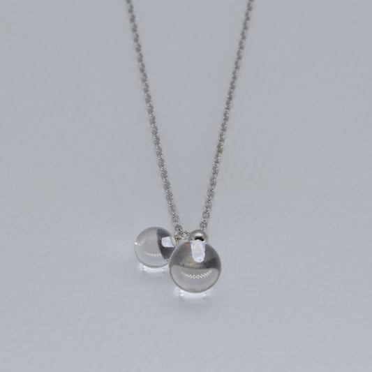 Noera Double Crystal Drop Necklace in 925 Sterling Silver by MOA - view 1