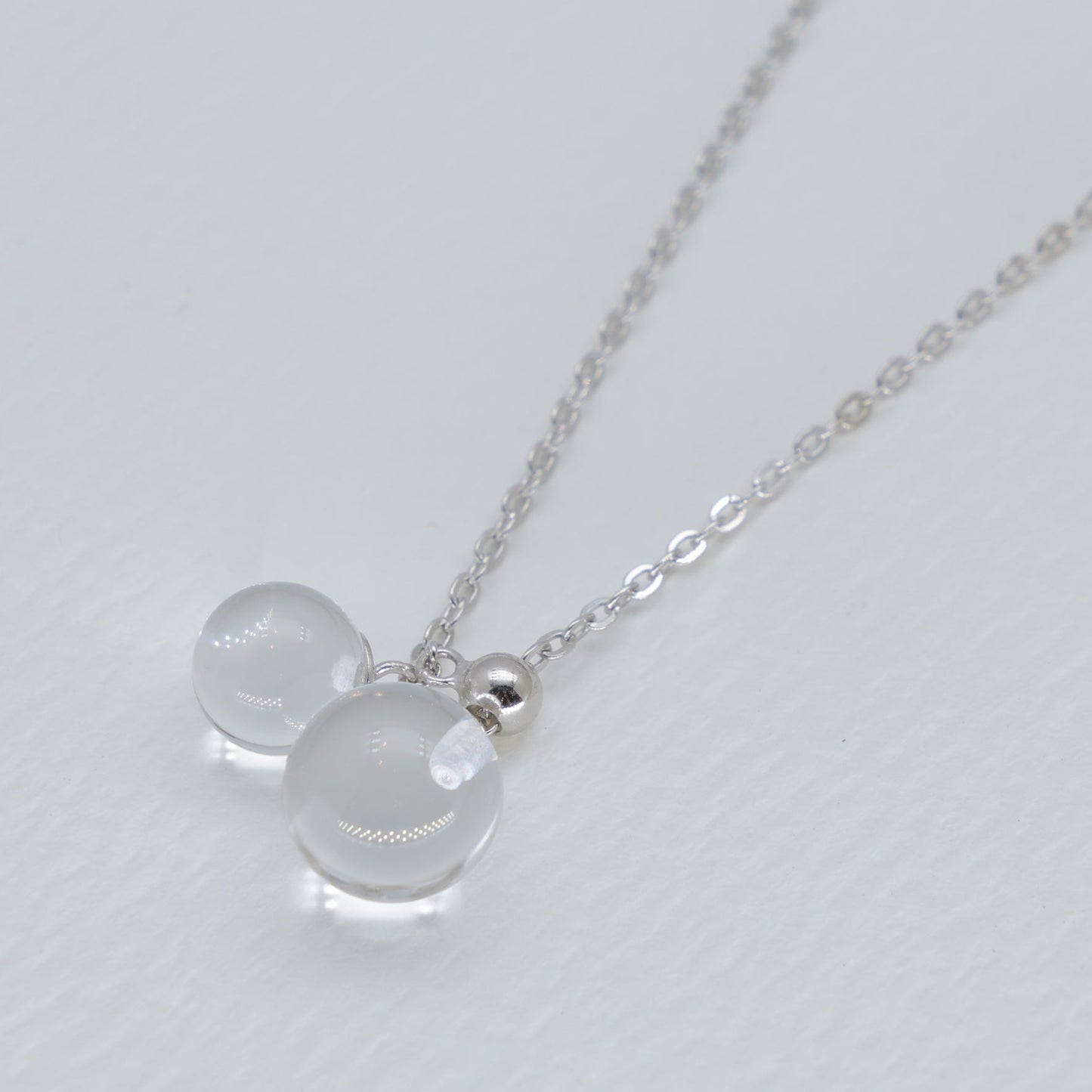 Noera Double Crystal Drop Necklace in 925 Sterling Silver by MOA - view 2