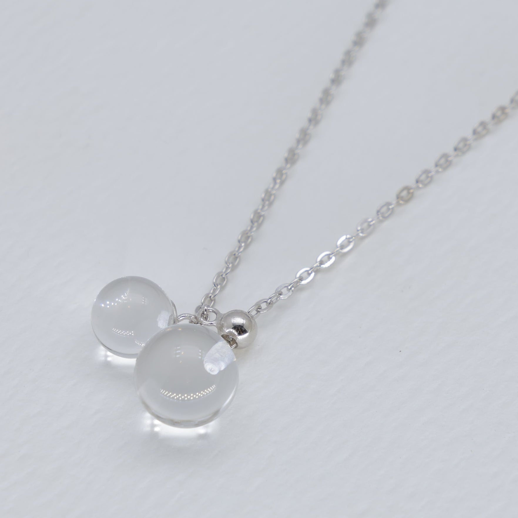Noera Double Crystal Drop Necklace in 925 Sterling Silver by MOA - view 2
