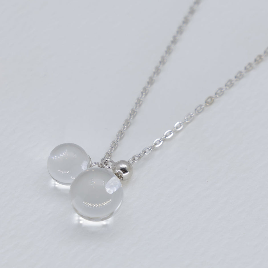 Noera Double Crystal Drop Necklace in 925 Sterling Silver by MOA - view 2