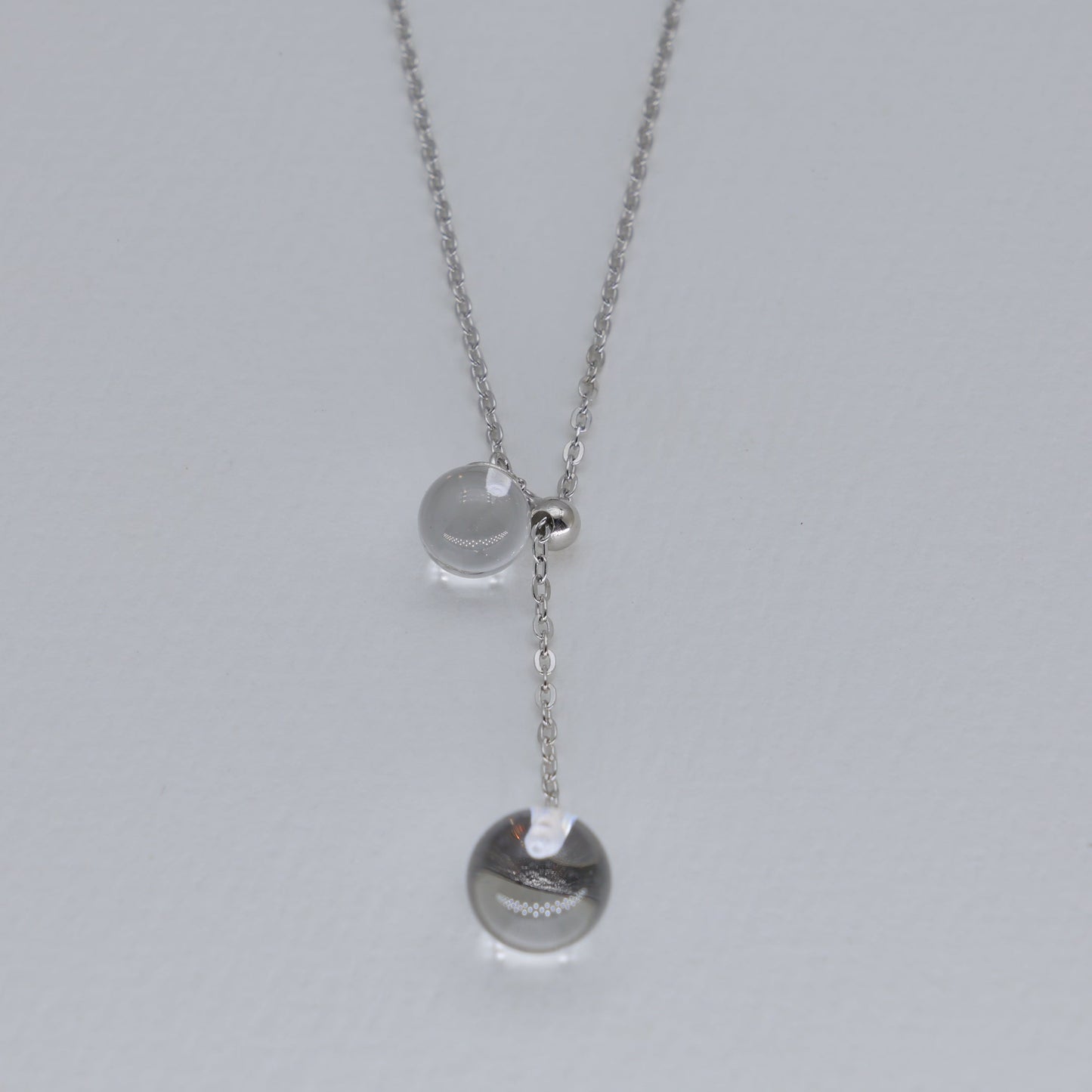Noera Double Crystal Drop Necklace in 925 Sterling Silver by MOA - view 3