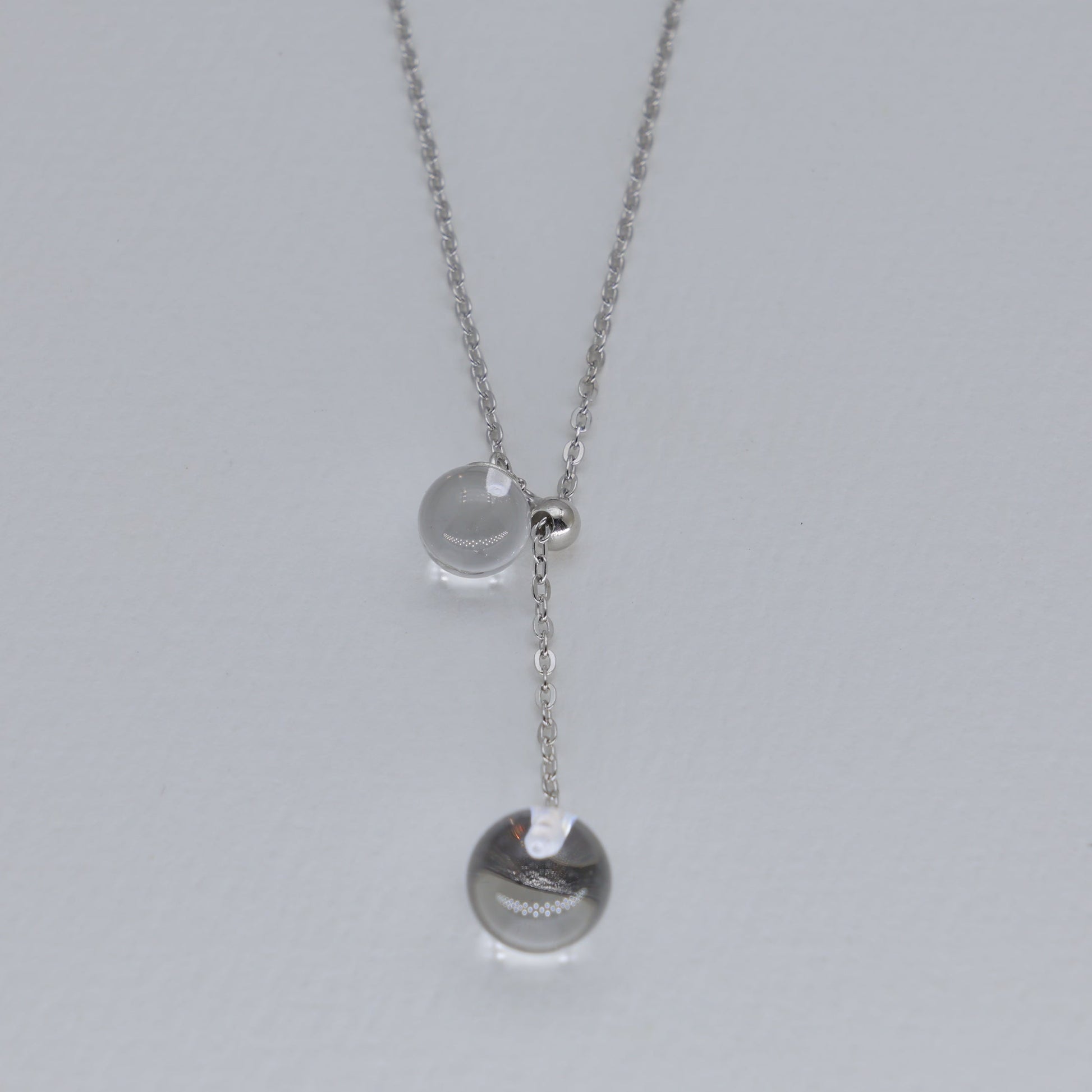 Noera Double Crystal Drop Necklace in 925 Sterling Silver by MOA - view 3