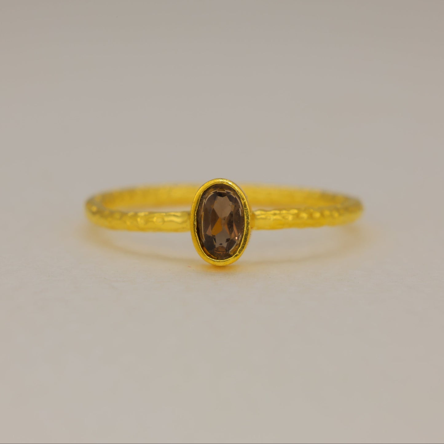 Noirielle Smoky Quartz Petite Ring in Gold Vermeil by MOA - view 1