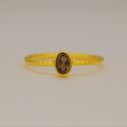 Noirielle Smoky Quartz Petite Ring in Gold Vermeil by MOA - view 1