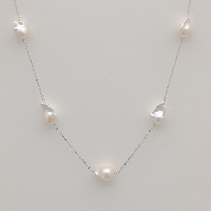 Nolwen Baroque Pearl Necklace 925 Sterling Silver by MOA - view 1