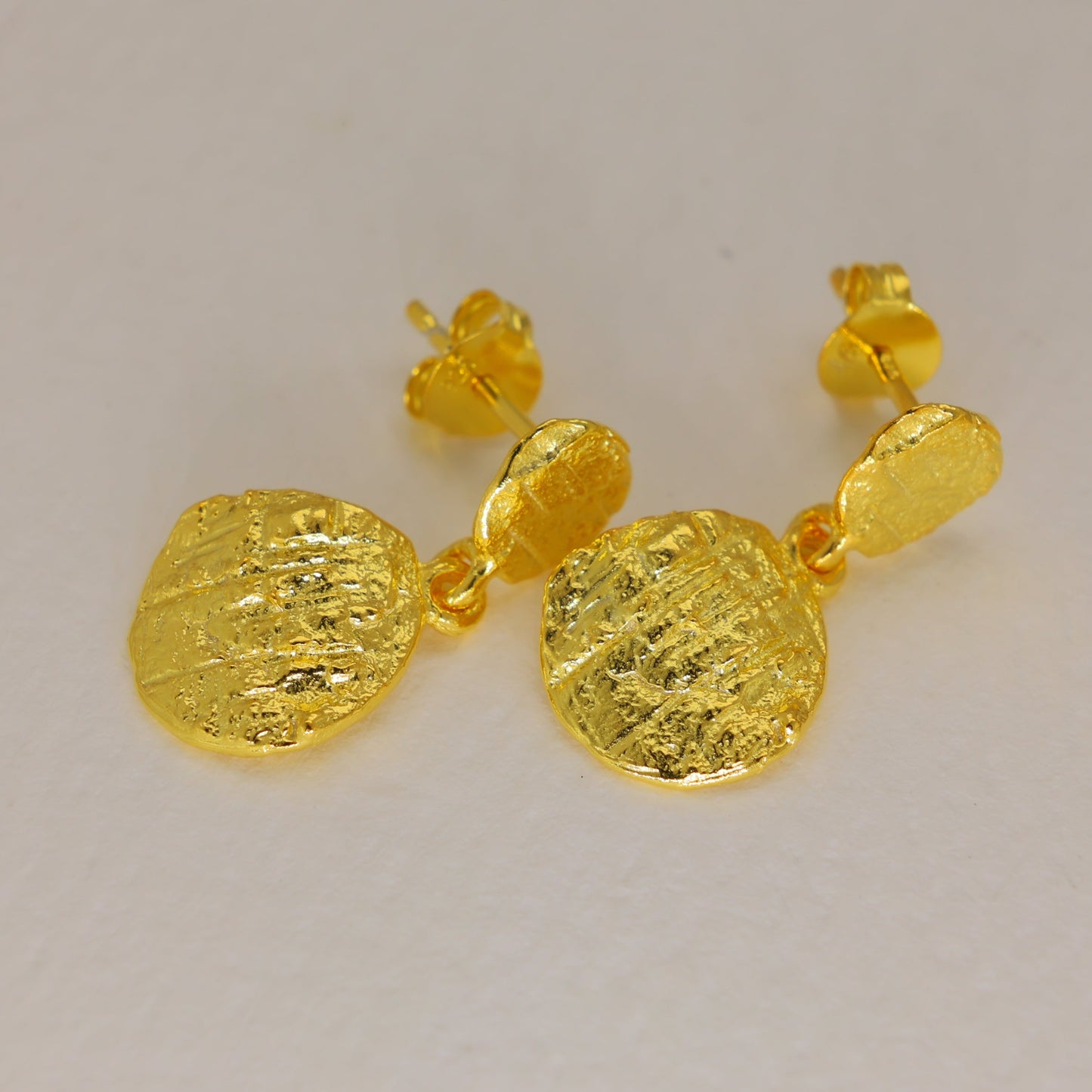 Orelie Textured Drop Earrings in 18K Gold over 925 Sterling Silver by MOA - view 1