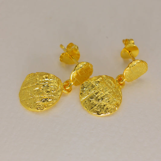 Orelie Textured Drop Earrings in 18K Gold over 925 Sterling Silver by MOA - view 1