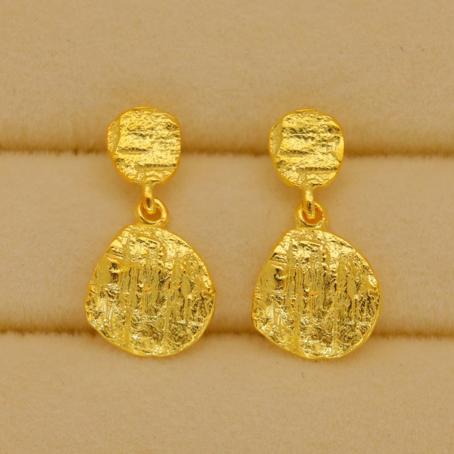 Orelie Textured Drop Earrings in 18K Gold over 925 Sterling Silver by MOA - view 2