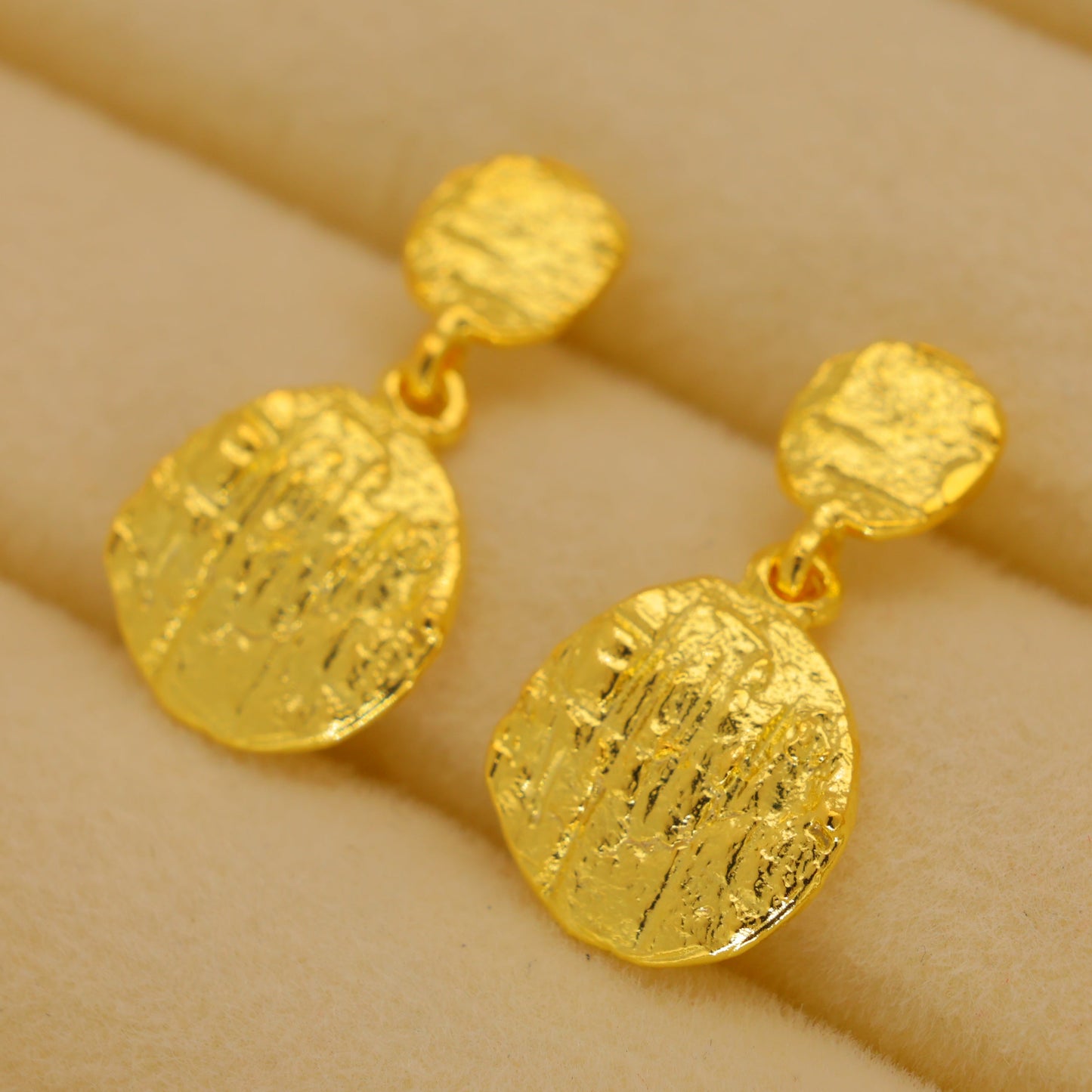 Orelie Textured Drop Earrings in 18K Gold over 925 Sterling Silver by MOA - view 3
