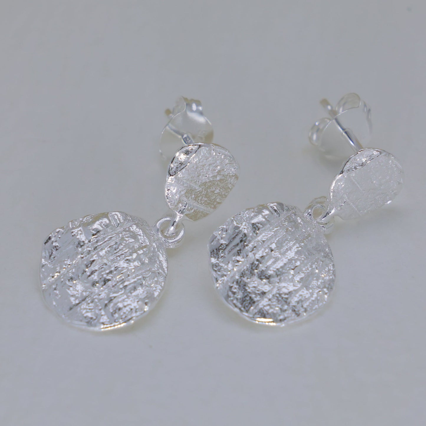 Orelie Textured Drop Earrings in 925 Sterling Silver by MOA - view 1