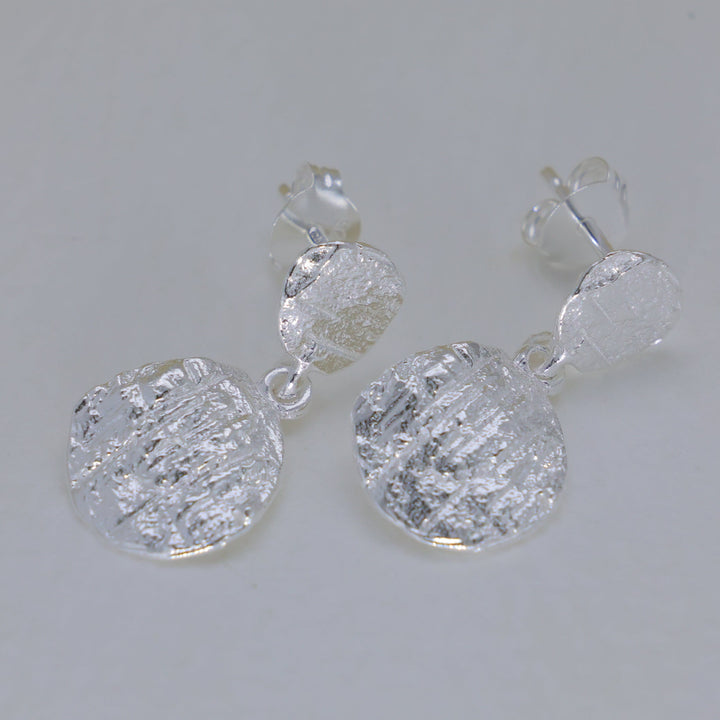 Orelie Textured Drop Earrings in 925 Sterling Silver by MOA - view 1