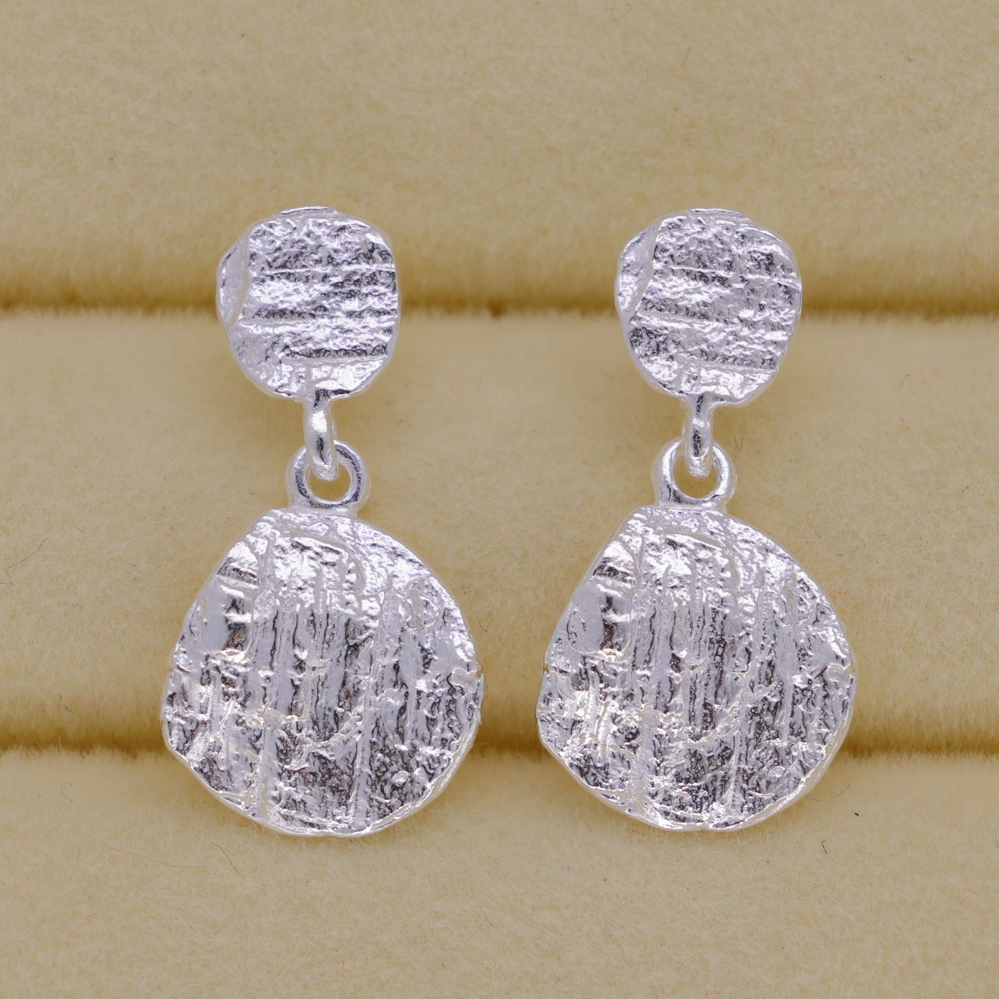 Orelie Textured Drop Earrings in 925 Sterling Silver by MOA - view 2