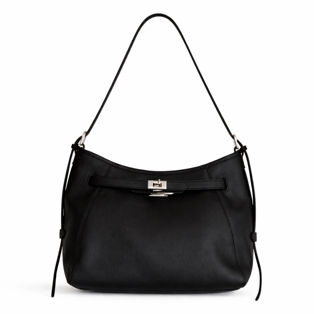 Orinne Leather Shoulder Bag in Black