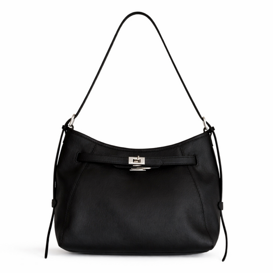 Orinne Leather Shoulder Bag in Black