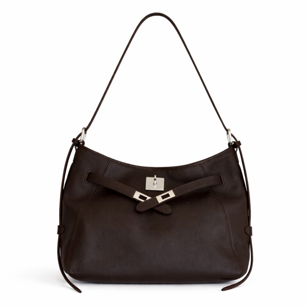 Orinne Leather Shoulder Bag in Chocolate