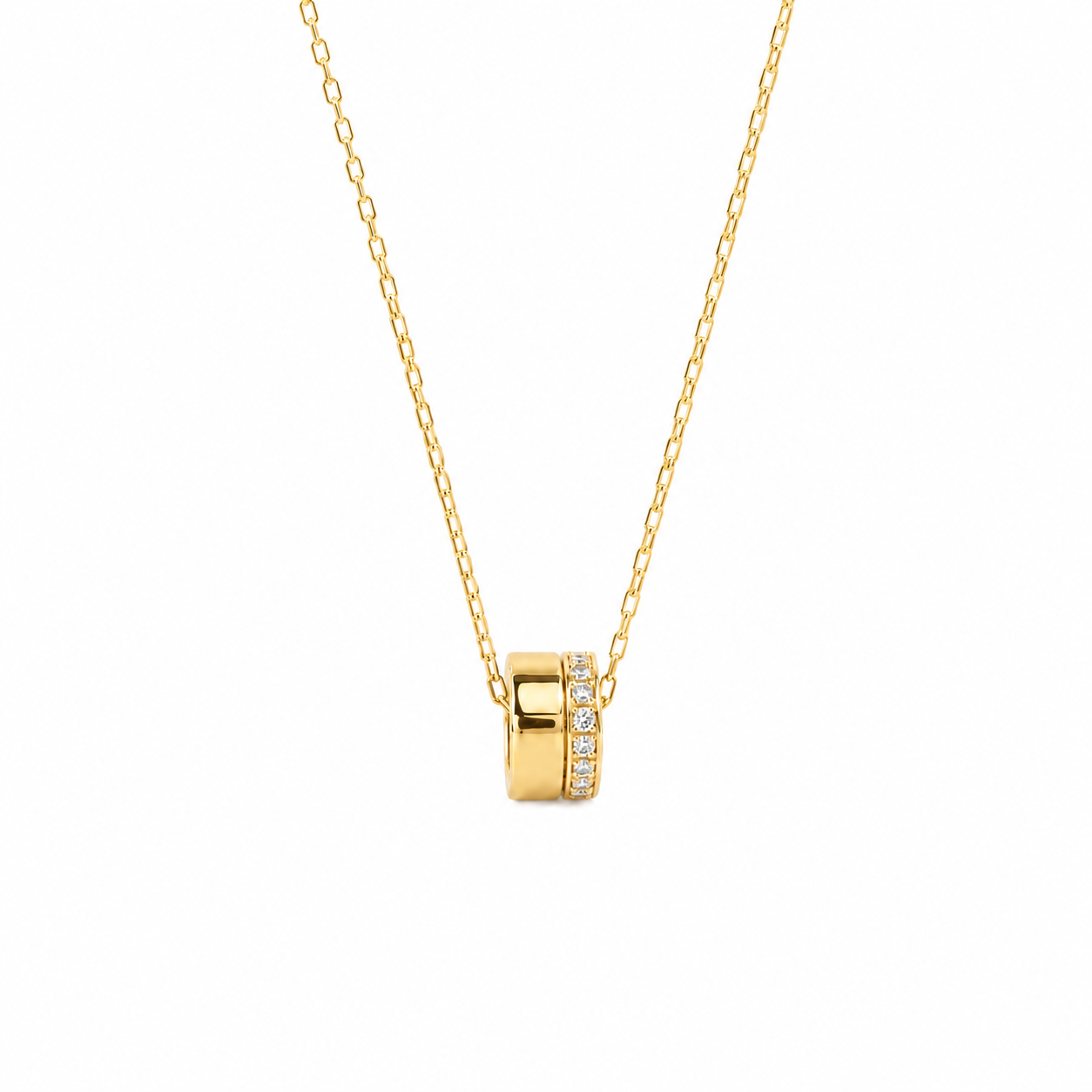 Orlène double ring cubic zirconia necklace in 18k gold vermeil, front view