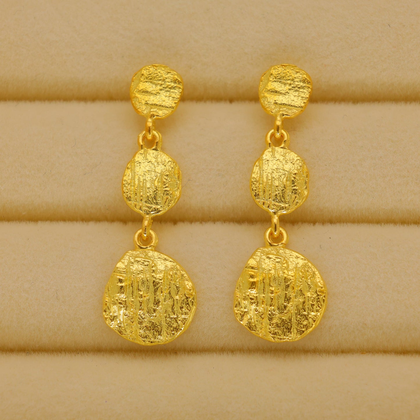 Orlisse Layered Drop Earrings in 18K Gold over 925 Sterling Silver by MOA - view 2