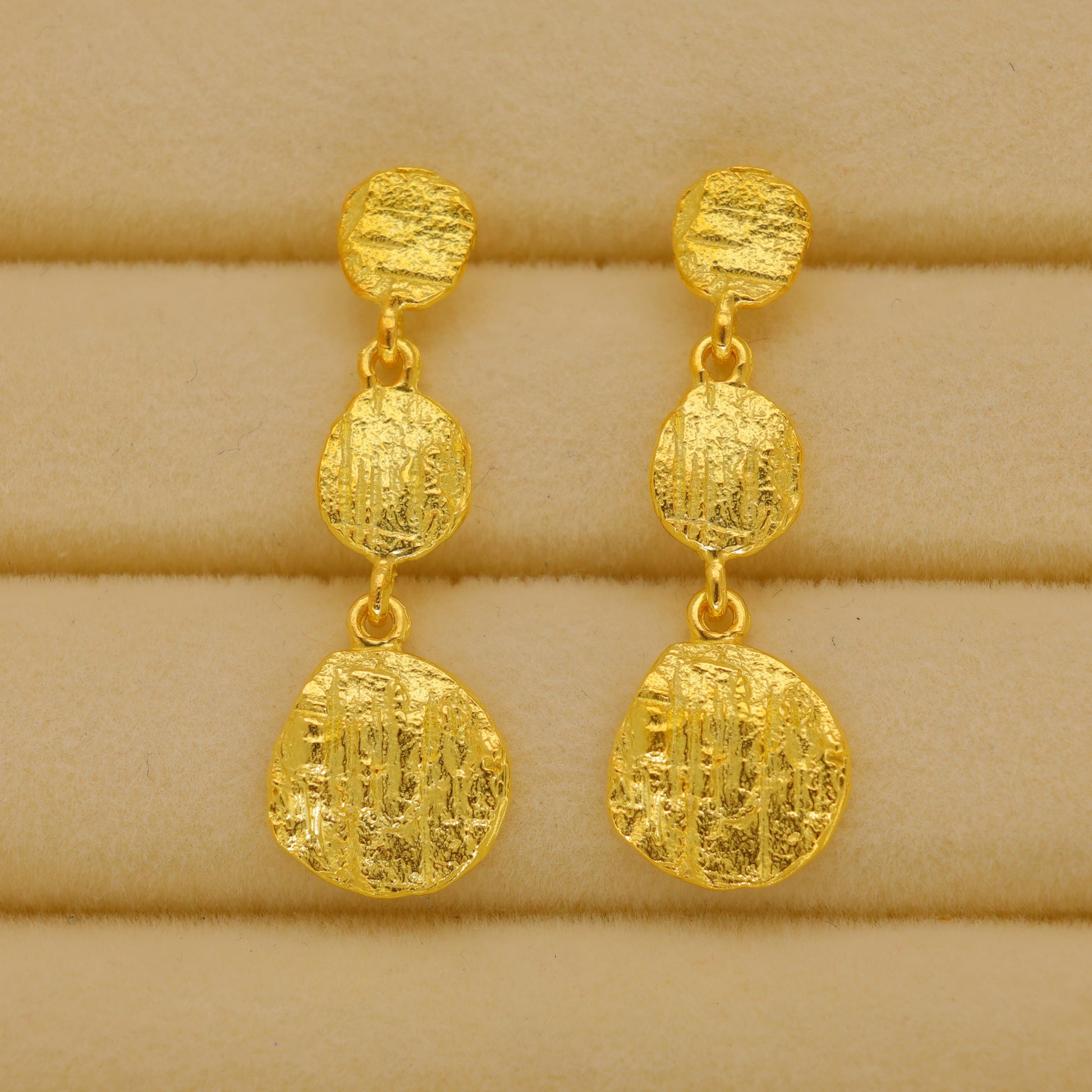 Orlisse Layered Drop Earrings in 18K Gold over 925 Sterling Silver by MOA - view 2