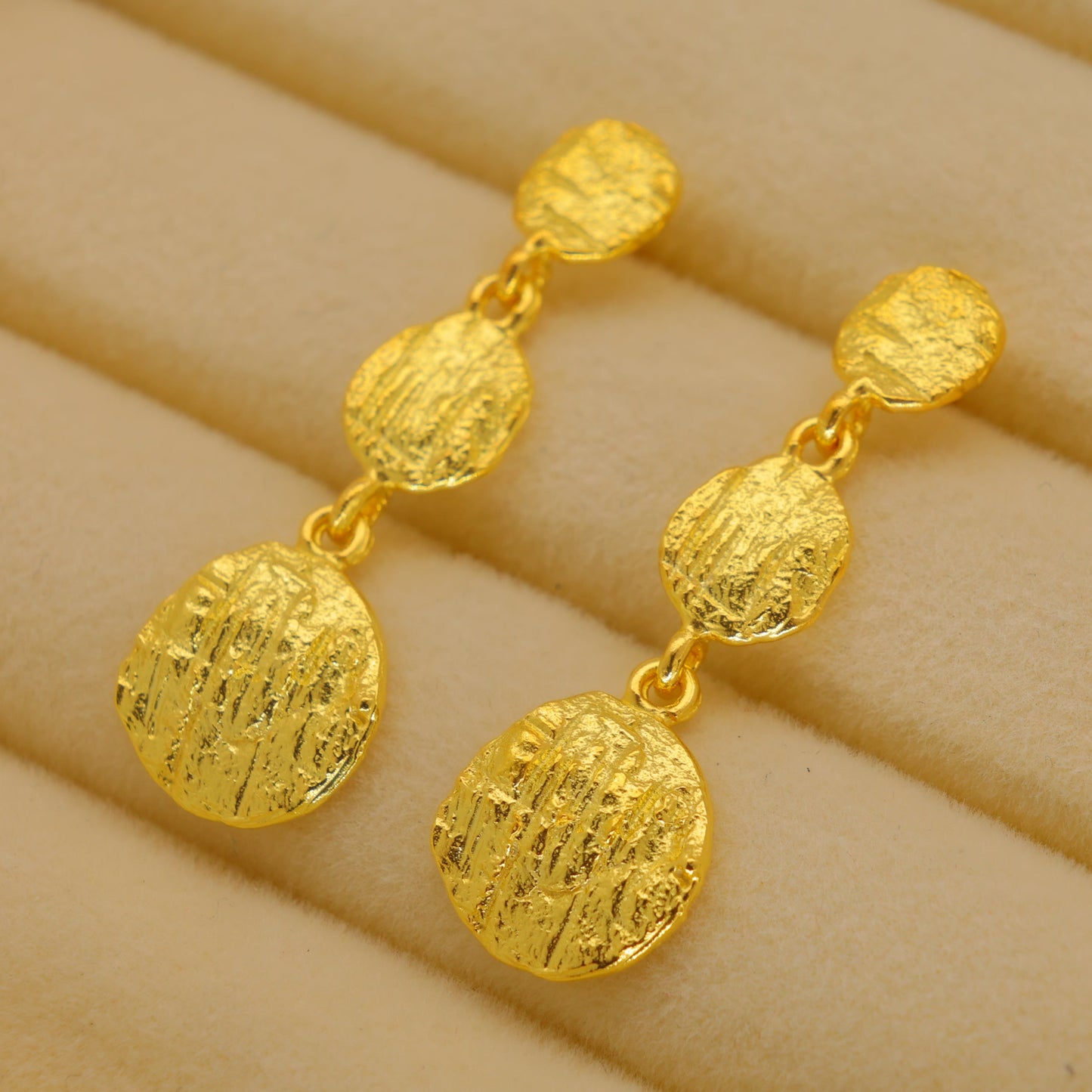 Orlisse Layered Drop Earrings in 18K Gold over 925 Sterling Silver by MOA - view 3