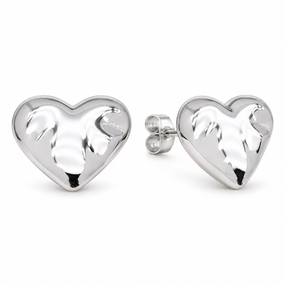 Paige Heart Stud Earrings in 925 Sterling Silver
