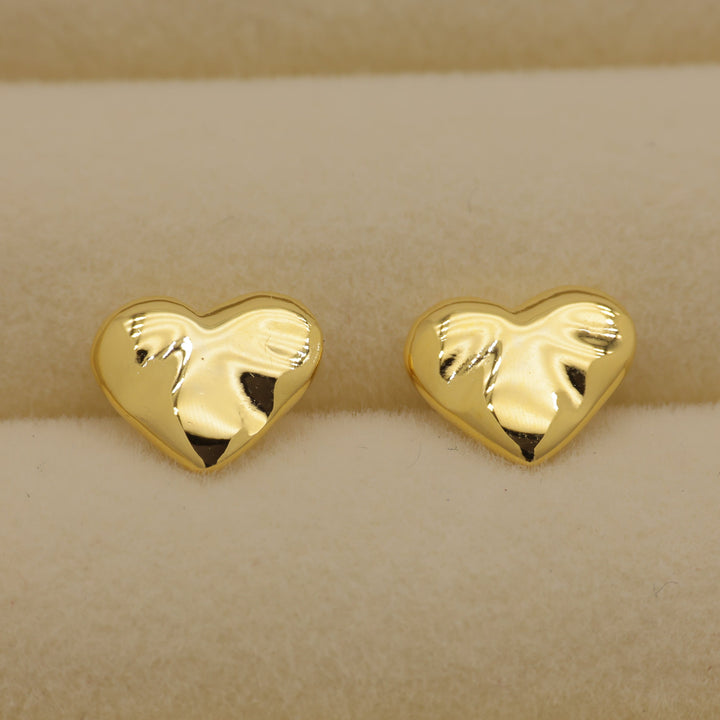 Paige Heart Stud Earrings Gold Vermeil by MOA - view 1