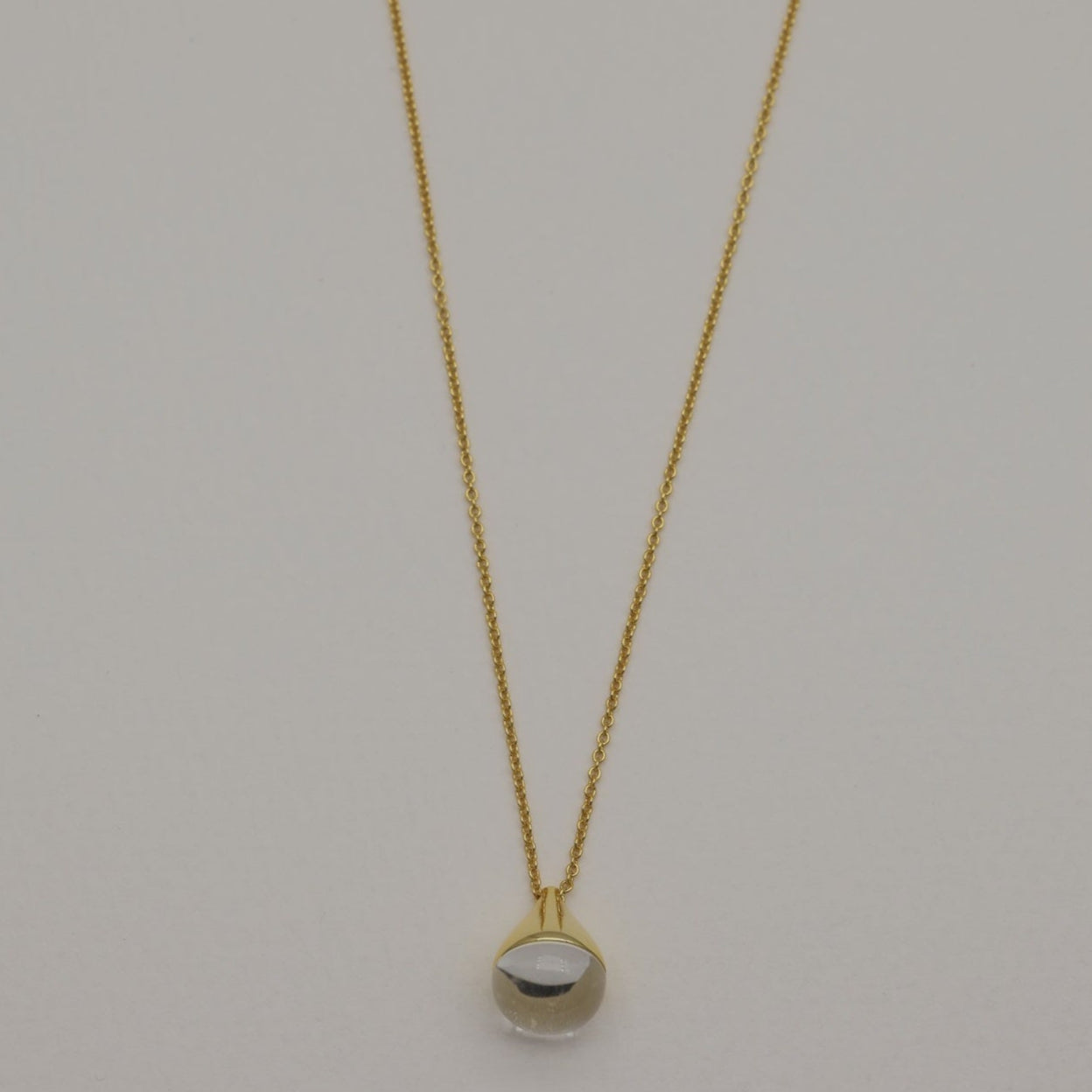 Full view of Émilise Crystal Necklace in Gold Vermeil on white background