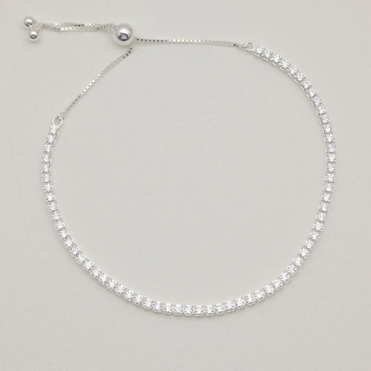 Full view of the Édith bracelet laid flat, showing length and sparkle

