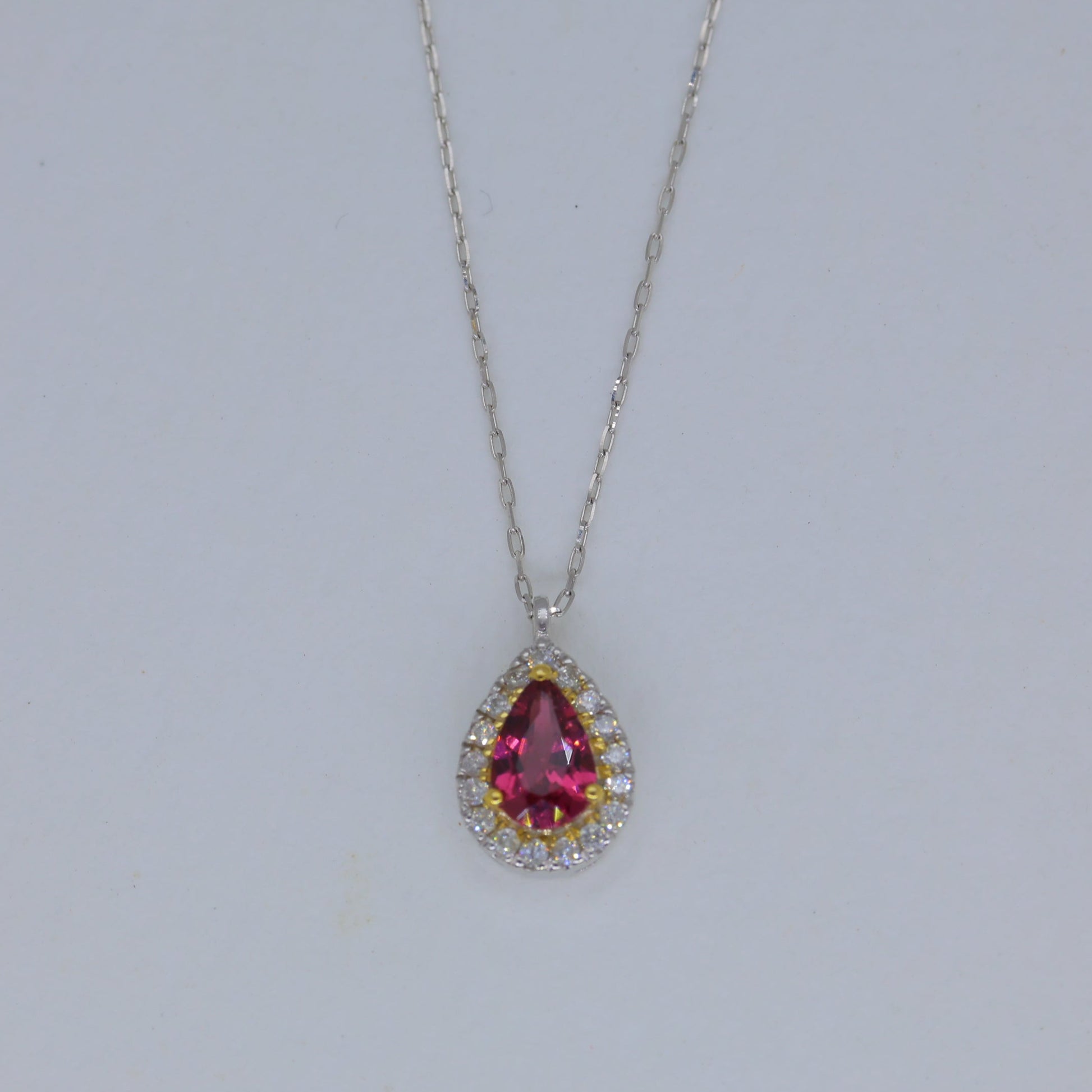 Rosalie Garnet Pendant DIA Necklace in Platinum P900 by MOA - view 1