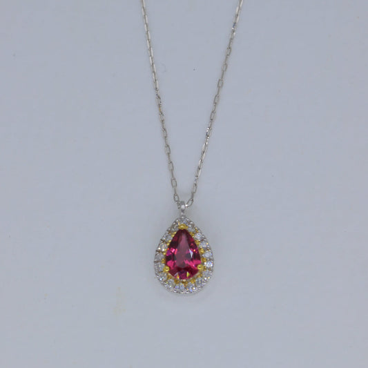 Rosalie Garnet Pendant DIA Necklace in Platinum P900 by MOA - view 1