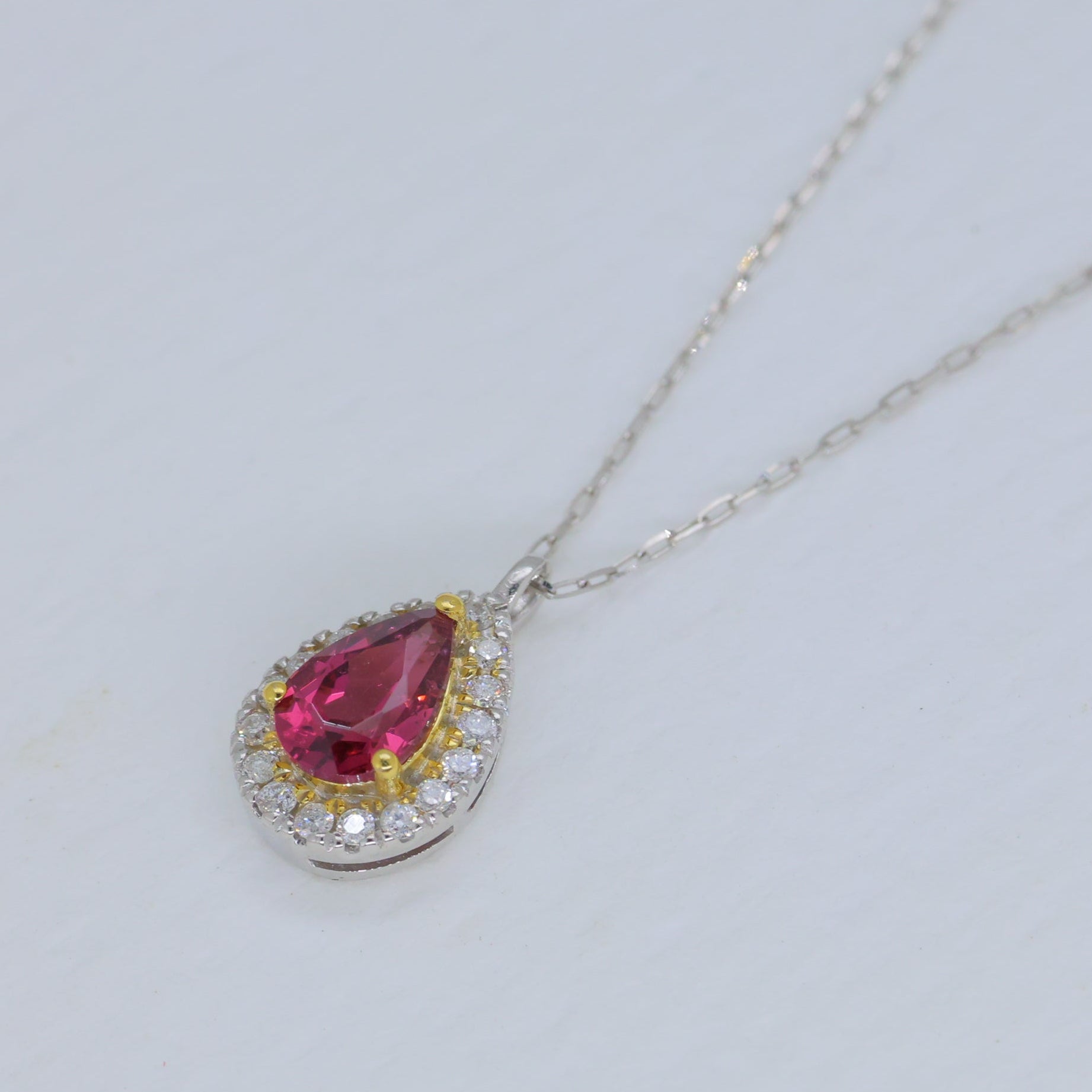 Rosalie Garnet Pendant DIA Necklace in Platinum P900 by MOA - view 2