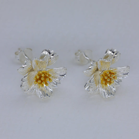Roselia Bloom Stud Earrings in 18K Gold over 925 Silver by MOA - view 1