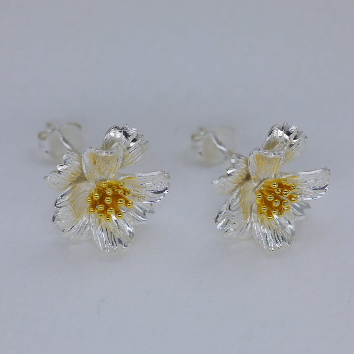 Roselia Bloom Stud Earrings in 18K Gold over 925 Silver by MOA - view 1