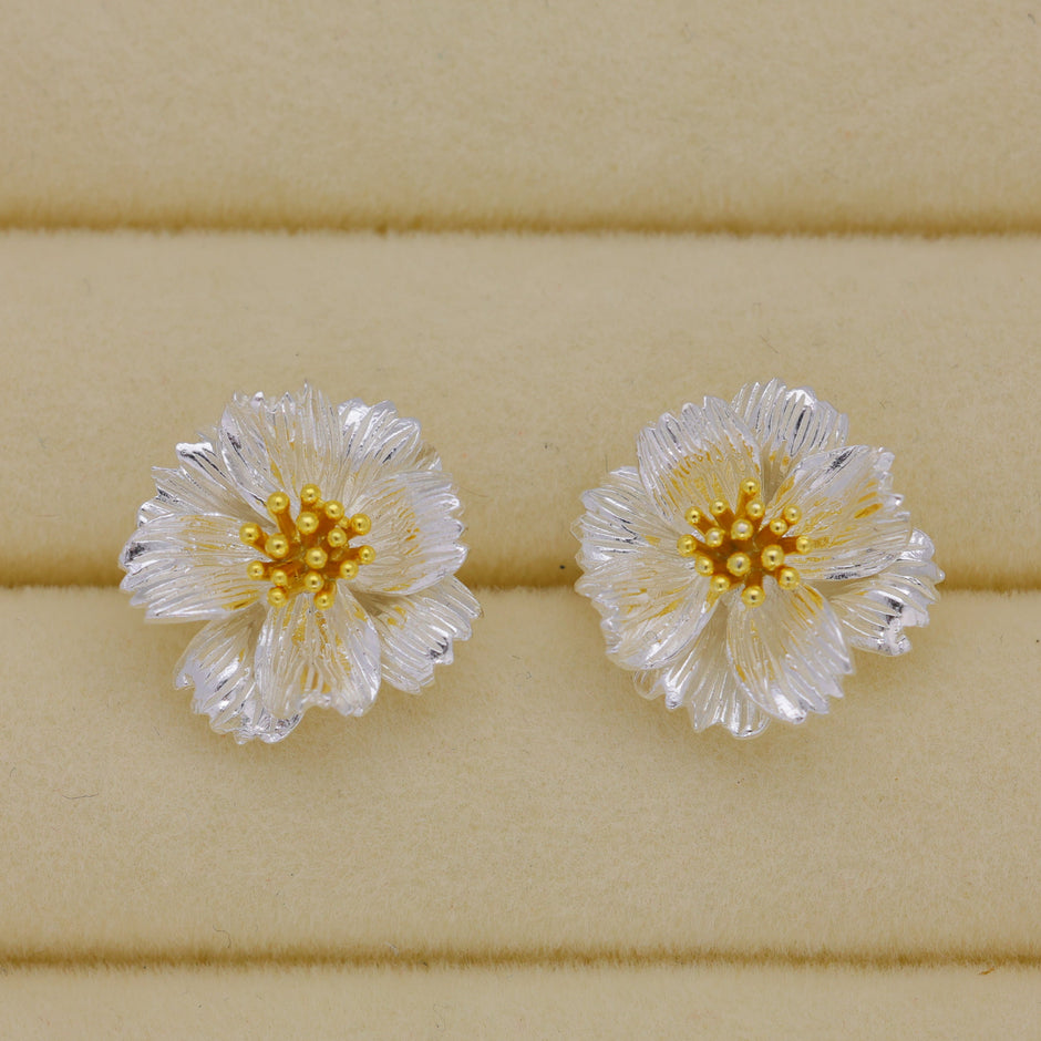 Roselia Bloom Stud Earrings in 18K Gold over 925 Silver by MOA - view 2