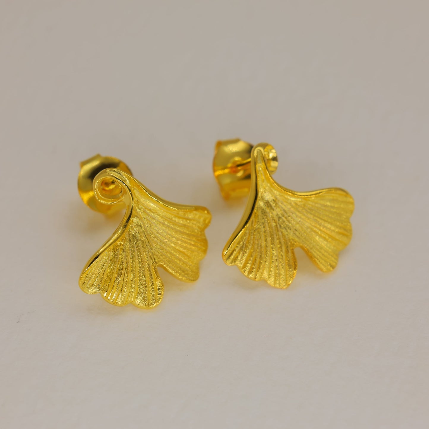 Selune Ginkgo Stud Earrings in 18K Gold over 925 Silver by MOA - view 1