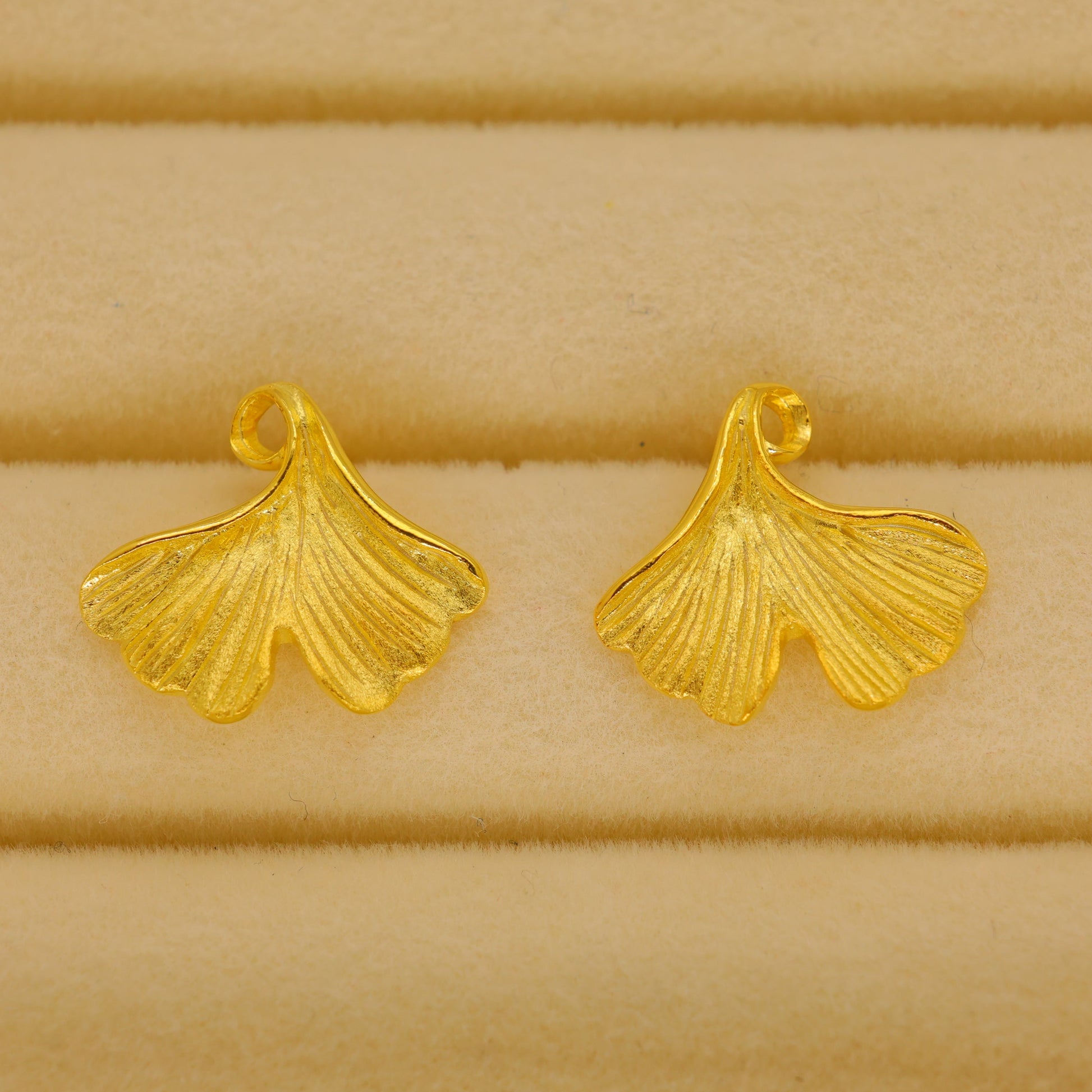 Selune Ginkgo Stud Earrings in 18K Gold over 925 Silver by MOA - view 2