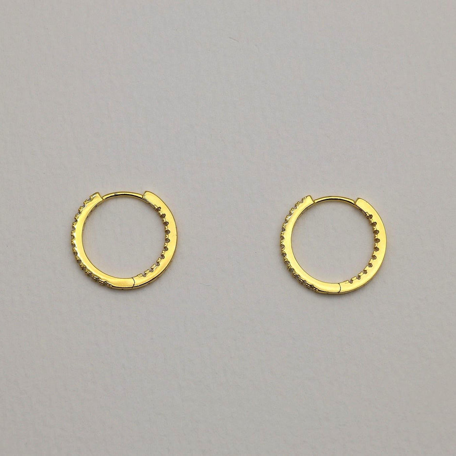 Seren Pavé Huggie Earrings Gold Vermeil by MOA - view 4